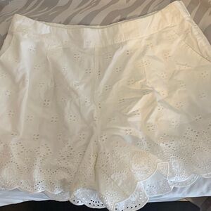 LOFT Cream Eyelet High Waist Shorts